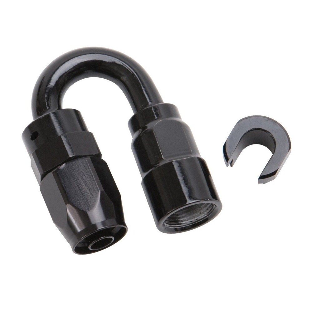 Russell 6AN 180 Degree Female SAE Quick-Disconnect x 3/8" Tube Size Black Finish
